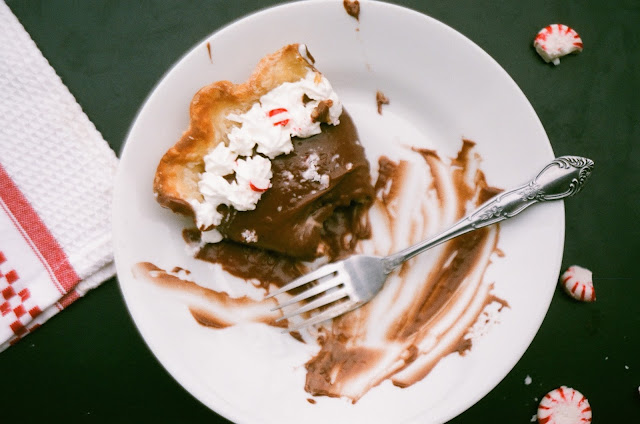 Chocolate Peppermint Cream Pie Slice