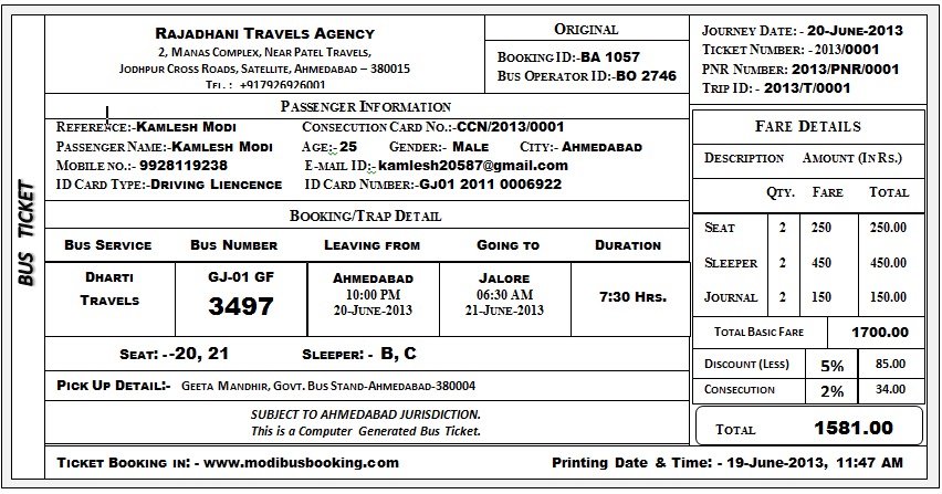 sample bus ticket format of bus ticket