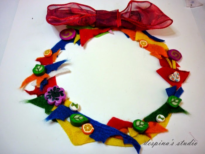 DIY Felt leftovers wreath Tutorial Στεφάνι από περισσεύματα τσόχας