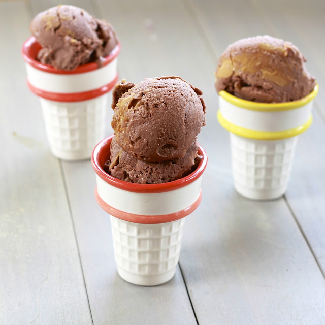 chocolate pudding ice cream with peanut butter swirl