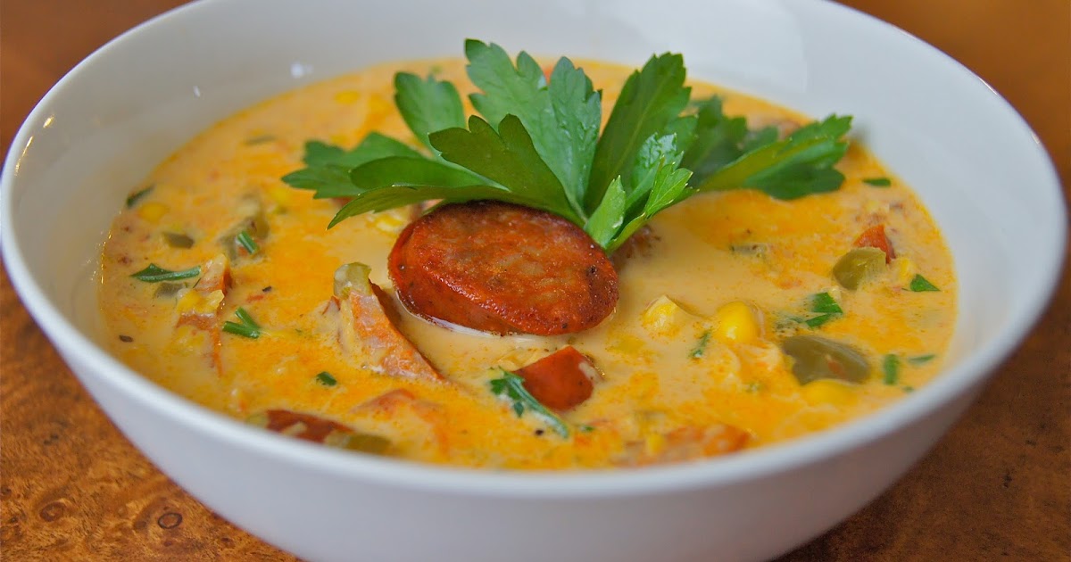 Healthy and Gourmet Low Fat Spicy Sausage Corn Chowder