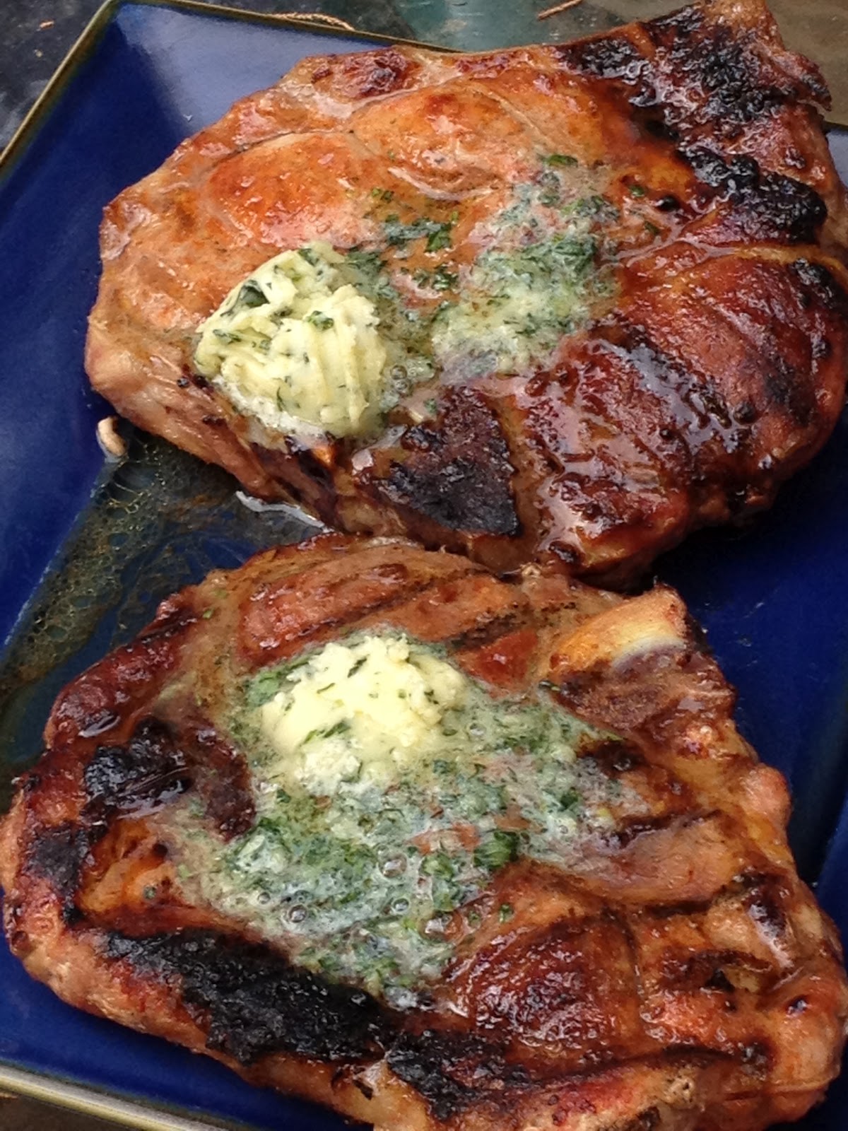 Tora's real food Grilled Pork Chops with Tarragon Butter SundaySupper