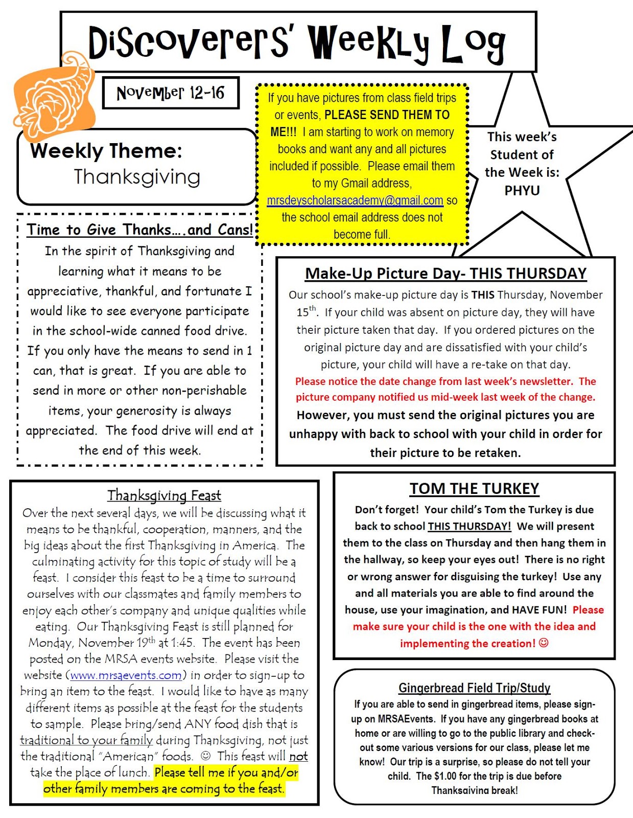 weekly newsletter