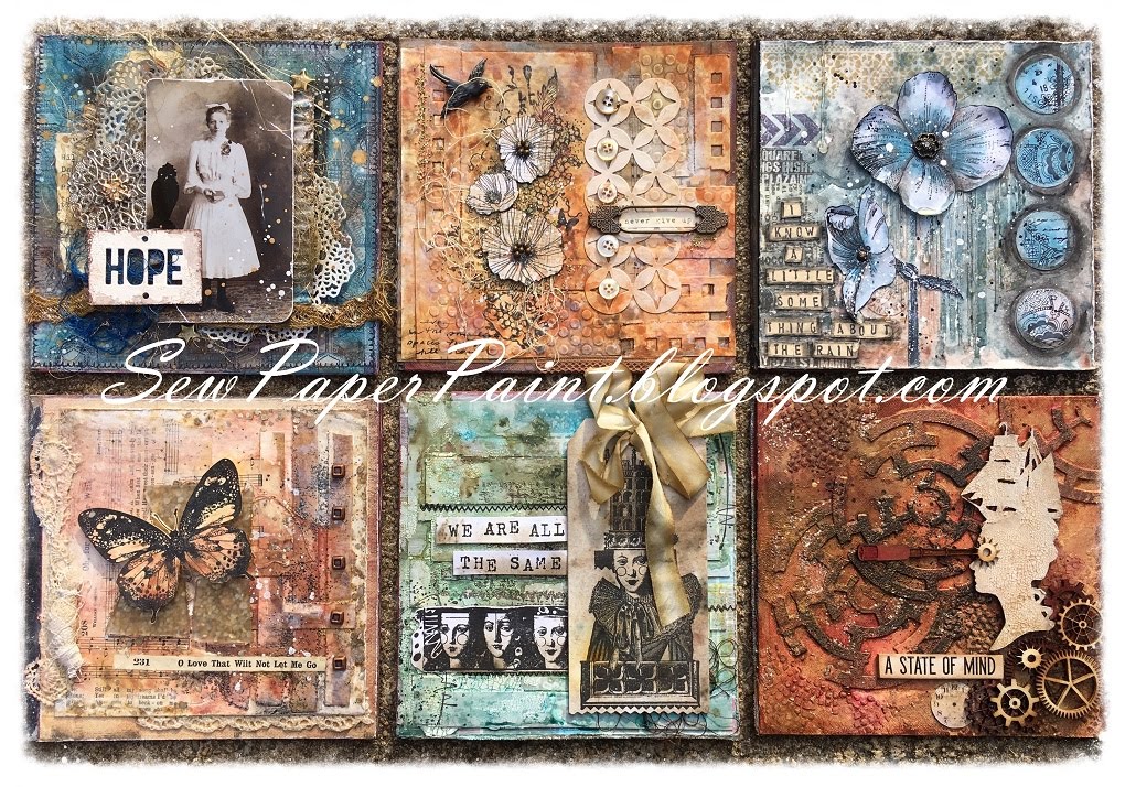SewPaperPaint Mixed Media Watercolor Collage and Altered Book Cover
