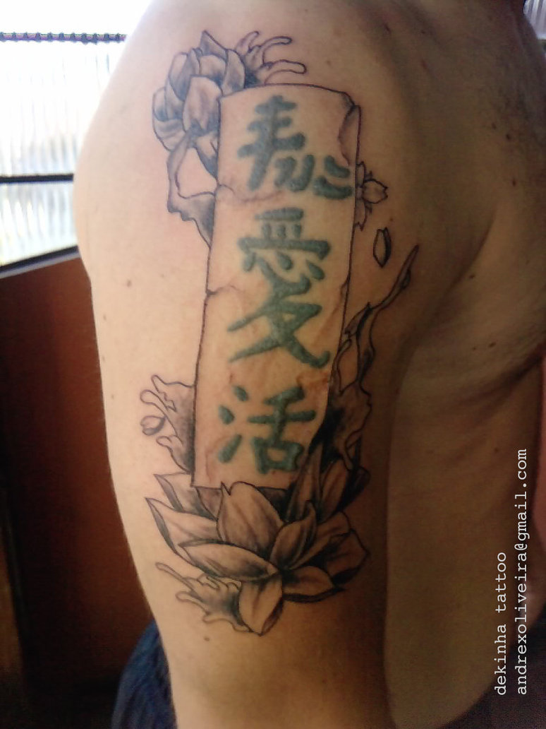 Large fake body tattoos, oriental flower tattoos