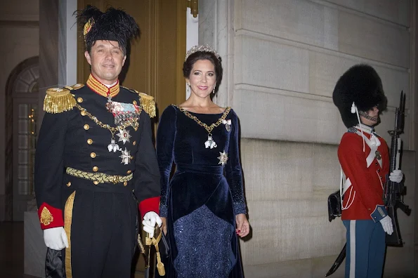 Crown Prince Frederik and Crown Princess Mary of Denmark arrive at Amalienborg palace for the new year reception in Copenhagen