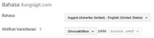Nonaktifkan transliterasi