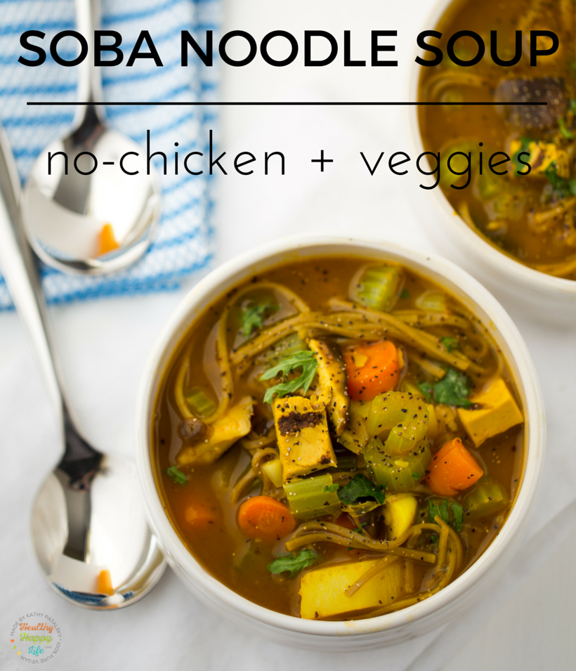 vegan no-chicken soba noodle wellnes soup recipe