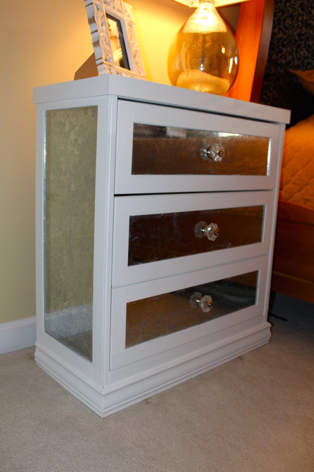 DIY Mirrored Nightstand IKEA Rast Hack