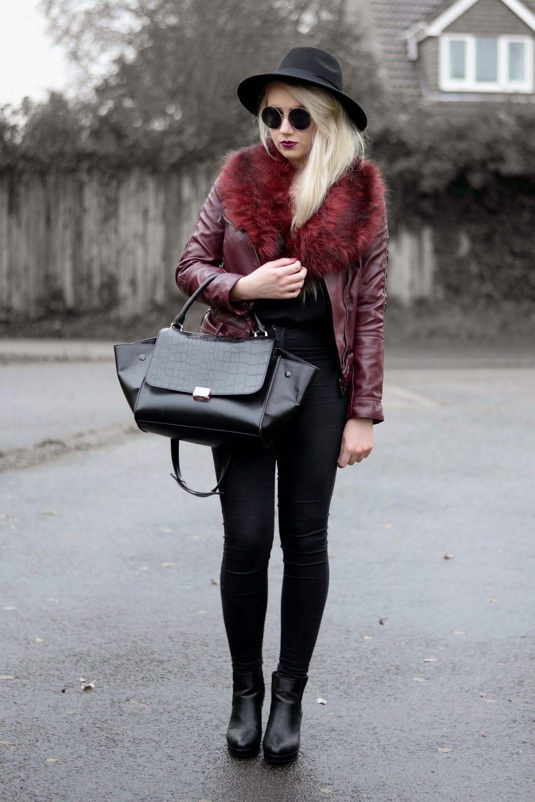 Sammi Jackson - Burgundy Leather + Fur 