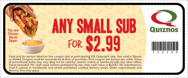 The new Quiznos coupon is out,