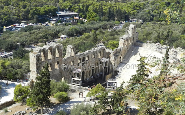 The ruins of the odeon is backdrop to the current theatre