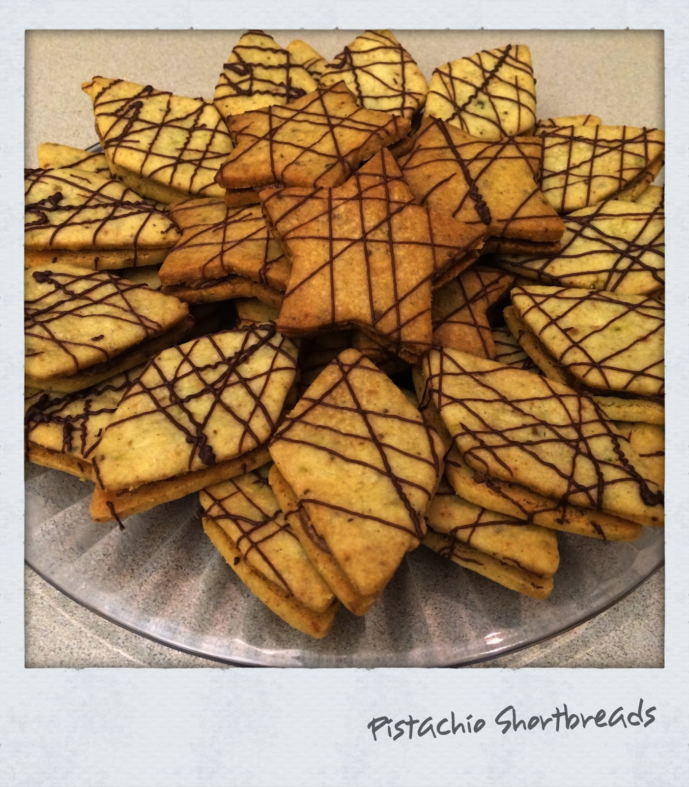 * PISTACHIO SHORTBREAD COOKIES WITH DARK CHOCOLATE DRIZZLE