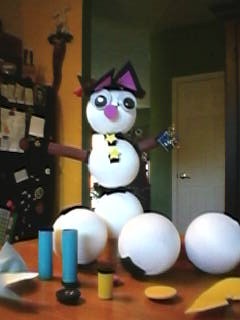 Recycled Snowman "Potato Head" Craft for Kids from Christmas Ornaments