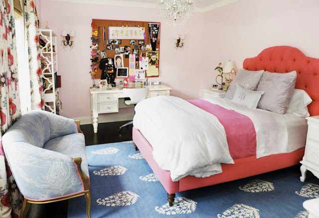 orange pink and blue bedroom decor design