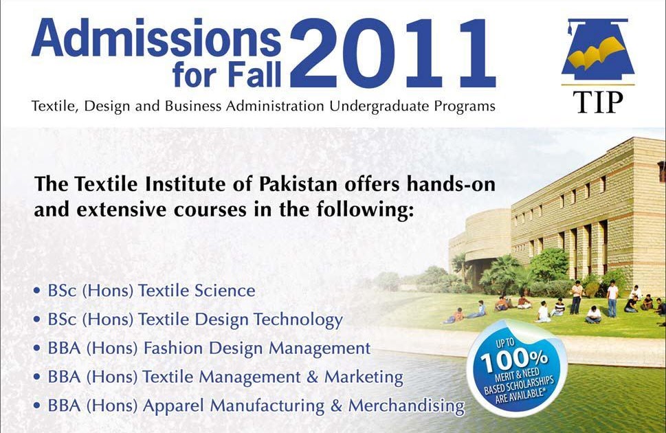 Admission in Pakistan TIP Textile Institute of Pakistan admission Fall