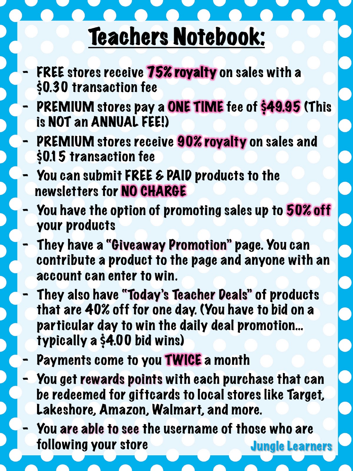 Jungle Learners Teachers Notebook VS Teachers Pay Teachers (Do you