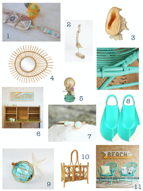 millie,lagon des mers du sud,shopping list,guide shopping,inspiration,lovmint,everything old is new,kok,miroir en rotin,rotin,bijoux,opale,satine,daphnia,palmes,vintage