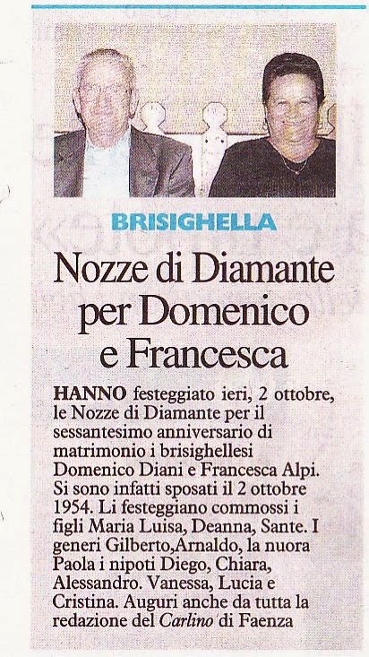 Brisighella Ieri E Oggi Brisighella Nozze Di Diamante Dei Coniugi Diani