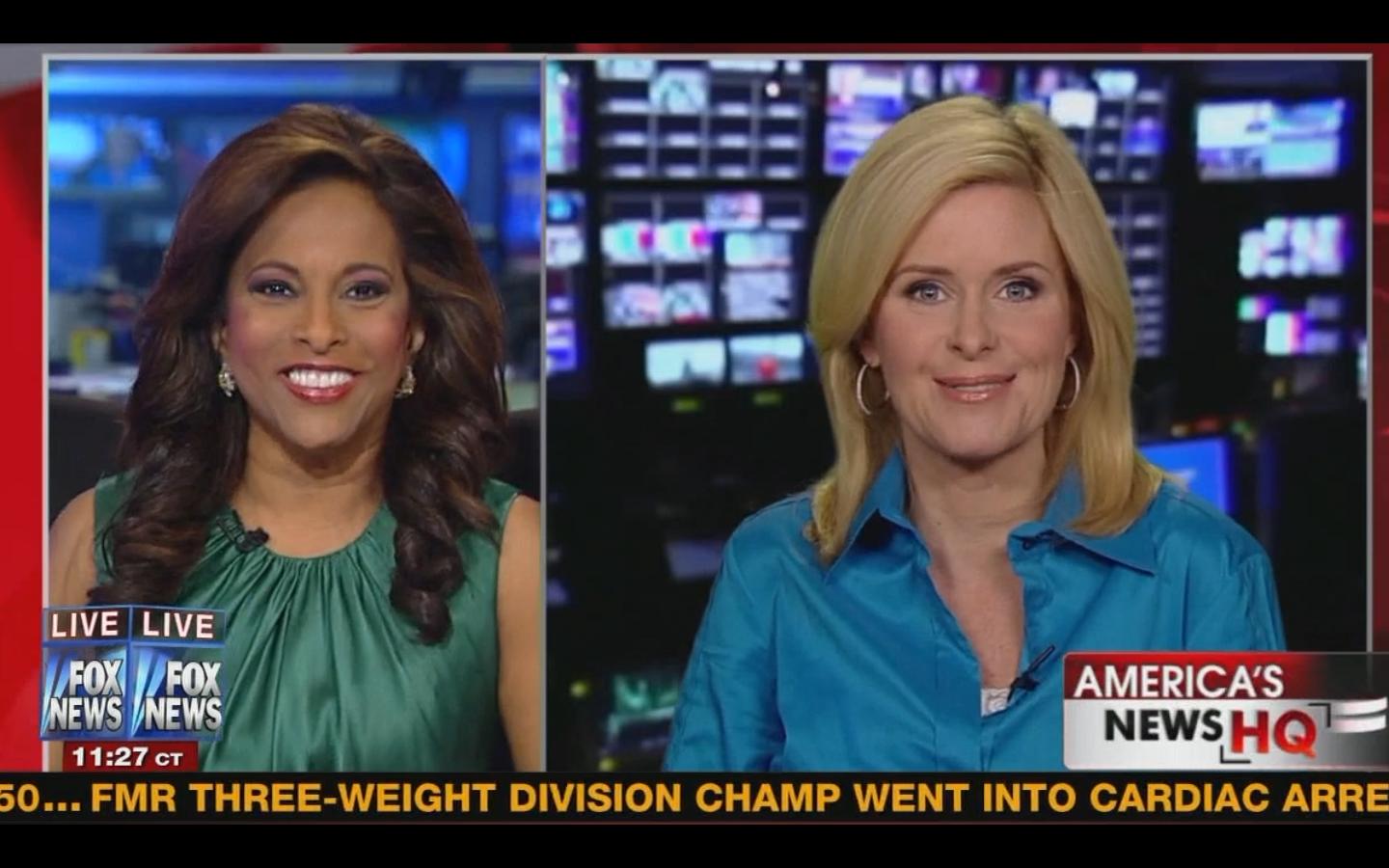 Ladies in Satin Blouses: unknown fox news anchor in light blue silk blouse