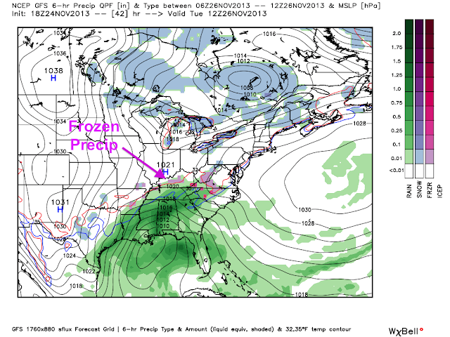 Precip type GFS model valid 6am Tuesday