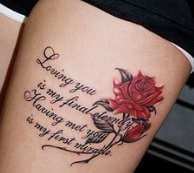 quote and flower tattoo