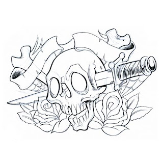 Skull and Dagger Flash tattoo Design