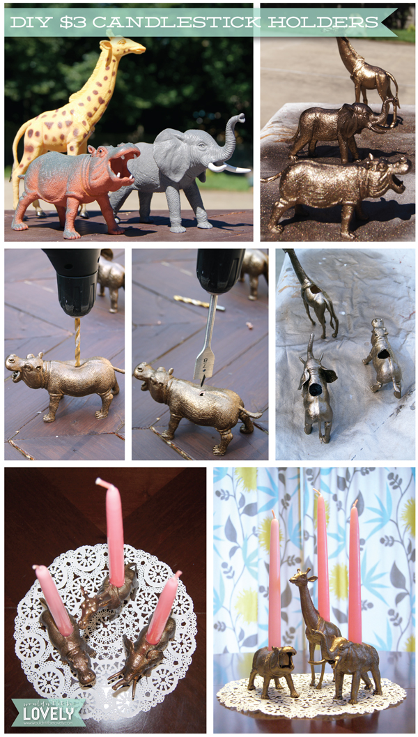 Wouldn't it be Lovely DIY 3 Animal Candlestick Holders