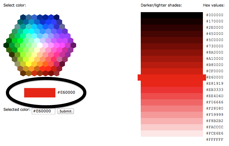 Html Red Color Chart