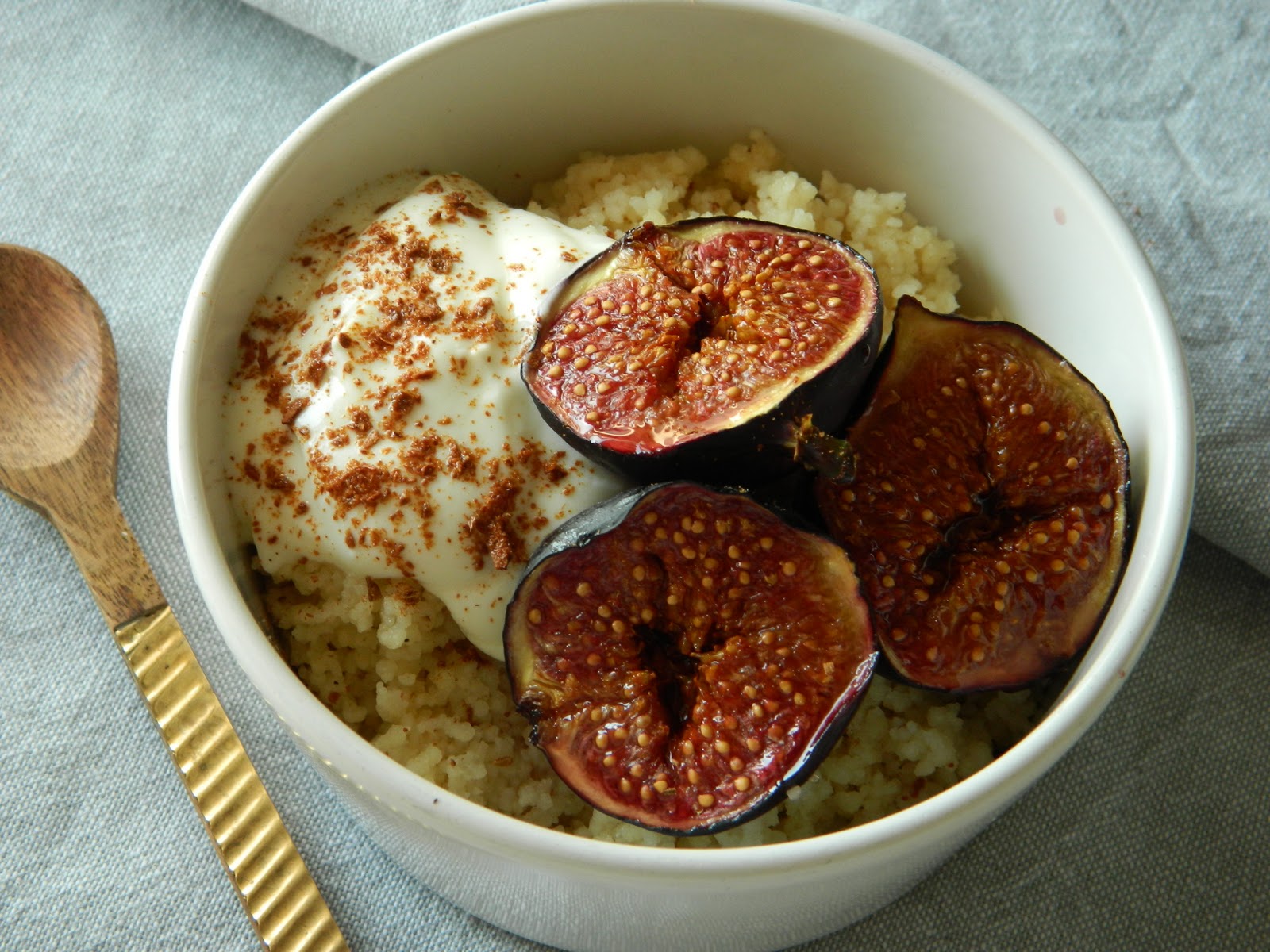 Lemon Love Notes Sweet Couscous with Baked Figs & Lebnah