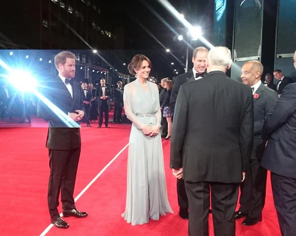 Prince William, Duke of Cambridge, Catherine, Duchess of Cambridge and Prince Harry attend the Royal World Premiere of 'Spectre' at Royal Albert Hall 