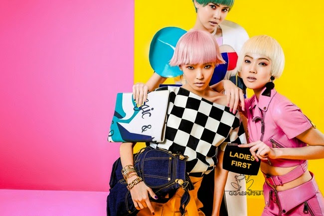 Marie Claire Hong Kong April 2015 Moschino SS15 Barbie Pink Cropped Biker Perfecto Jacket With Leather Pencil Skirt Editorials