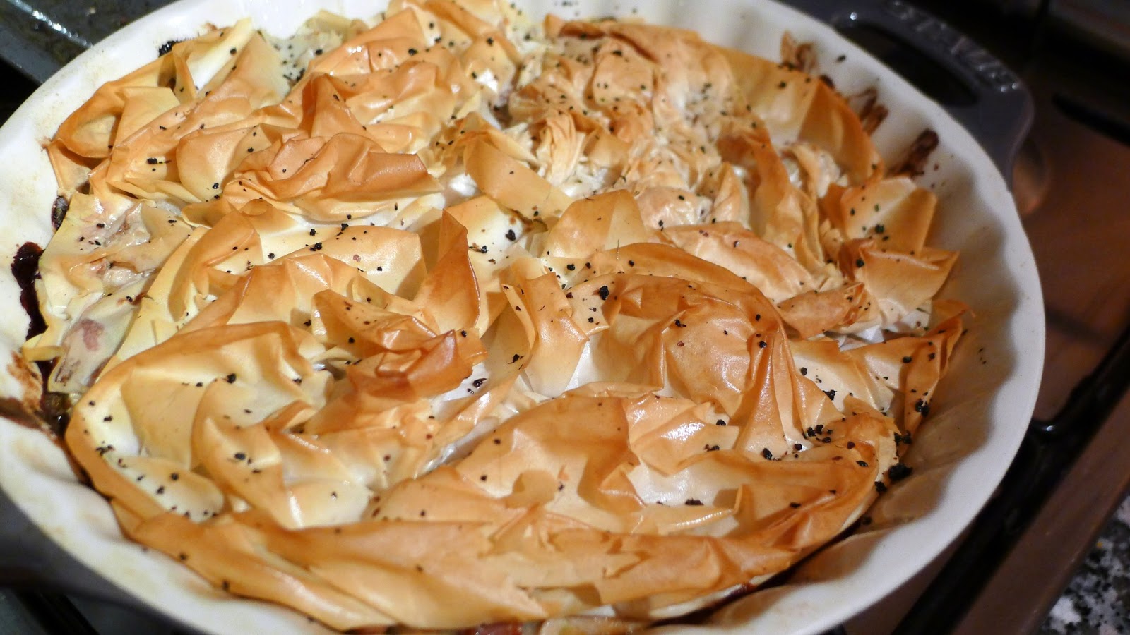 Culinary Adventures in London Chicken, Mushroom & Pancetta Filo Pie