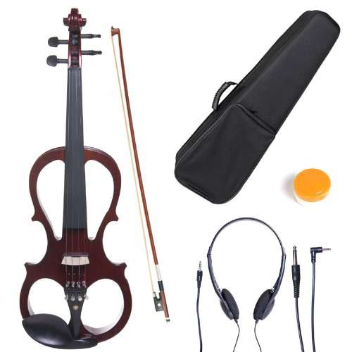 Cecilio 4/4 CEVN-1NA Solid Wood Mahogany Metallic Electric / Silent Violin with Ebony Fittings in Style 1 (Full Size)