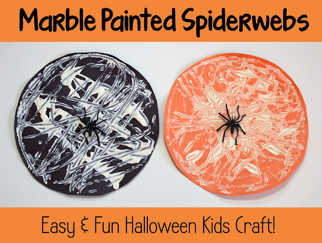 Marble Painted SpiderWebs | really fun and simple Halloween Kid Craft! | #halloween #spider #kidcraft