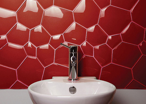 Originales azulejos para el baño con formas de burbujas