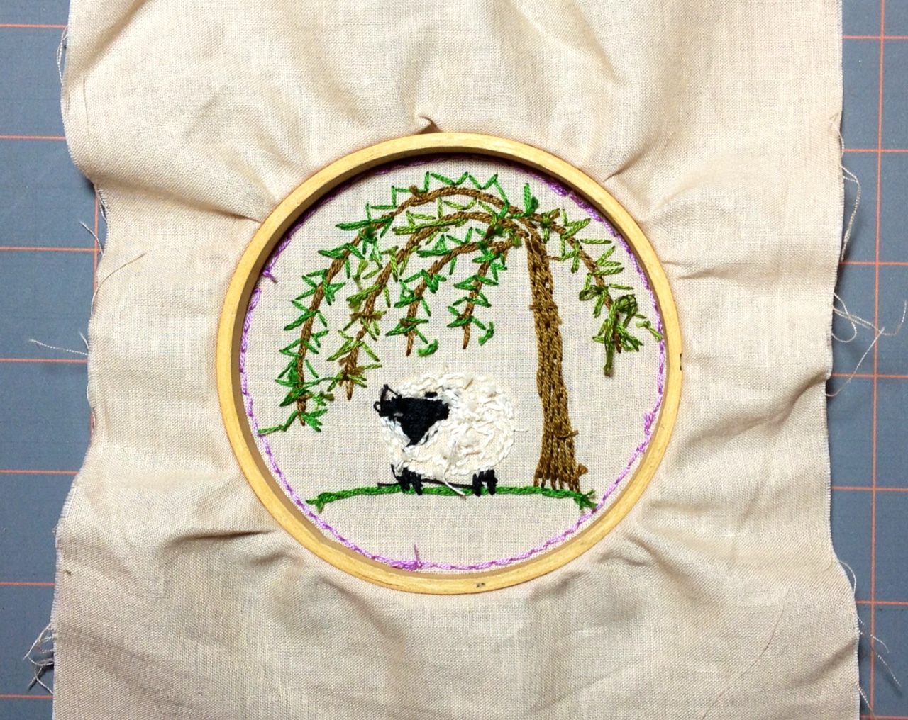 MooshieStitch How to Finish Back of Embroidery Hoop
