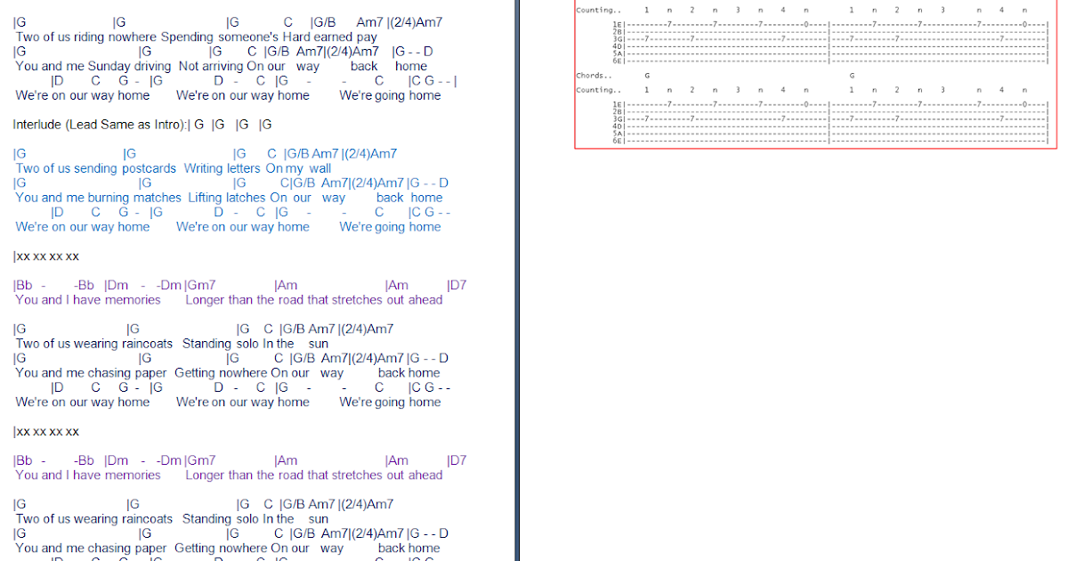 The Beatles Two Of Us (Chords)