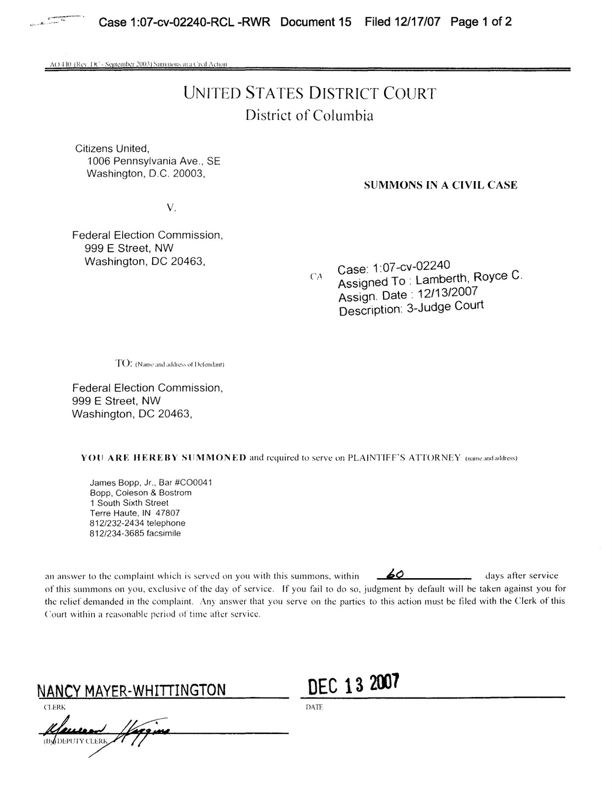 Fake Court Summons