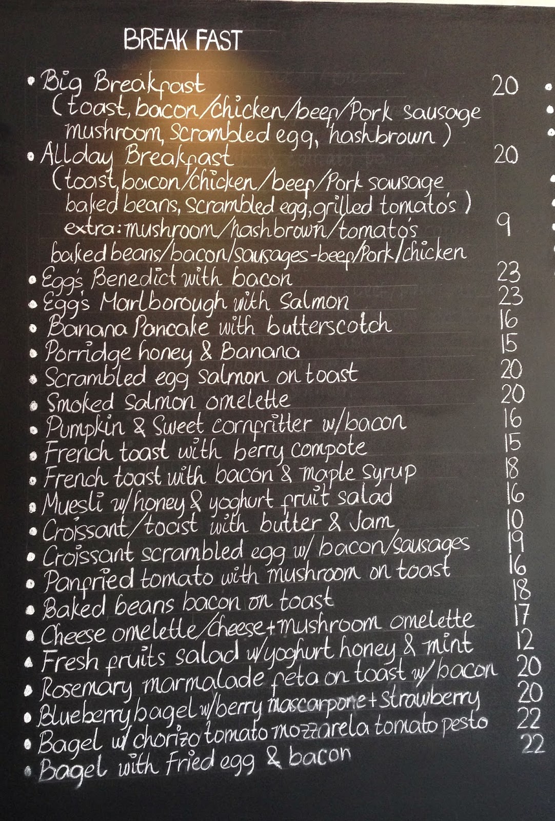 Antipodean Cafe Cafe Menu
