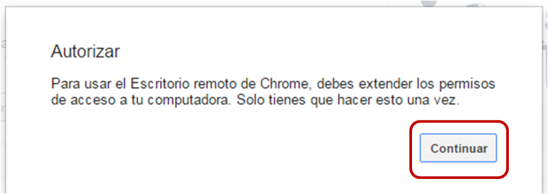 primera ventana de permisos para la aplicacion de escritorio remoto