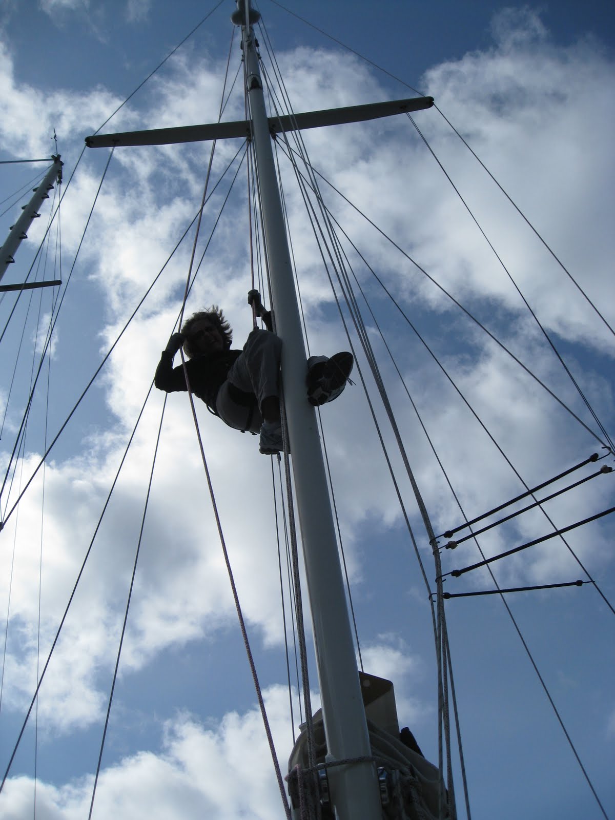 Sailing Adventures of s/v Talos IV Climbing the Mast
