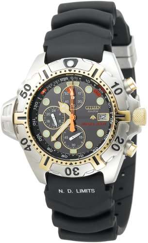 Citizen Men's BJ2004-08E Eco-Drive Aqualand Two-Tone Black Rubber Strap Dive Watch