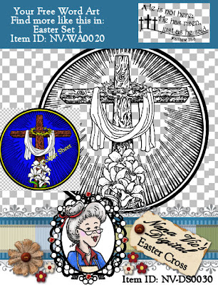 Digital stamp of and Easter Cross by Nana Vic