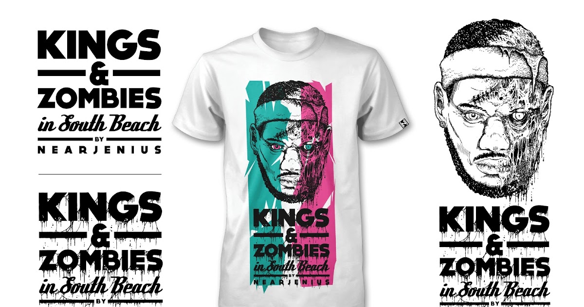 NearJenius Lebron James "Kings & Zombies" tshirt design progression