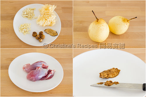 雪梨雪耳豬展湯材料 Snow Pear and Snow Ear Fungus Soup Ingredients