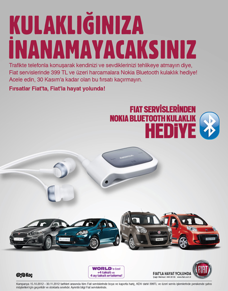fiat servislerinde nokia bluetooth kulaklik hediye denemeee