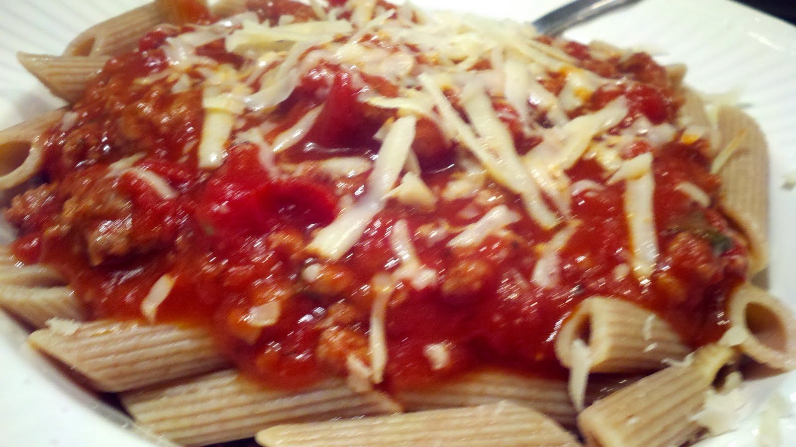 Call Me Mrs. Rapp Penne Pasta with Ground Turkey Marinara Meat Sauce