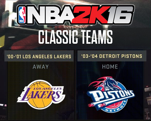 NBA 2K16 Adds '00-'01 Lakers & '03-'04 Pistons