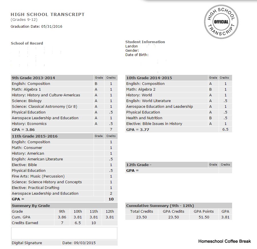 HS Coffee Break Fast Transcripts A Homeschool Coffee Break Review